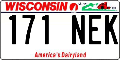 WI license plate 171NEK