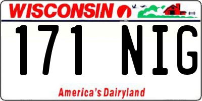 WI license plate 171NIG