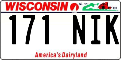 WI license plate 171NIK