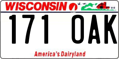 WI license plate 171OAK