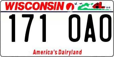 WI license plate 171OAO