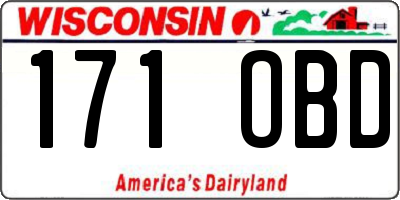 WI license plate 171OBD
