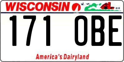 WI license plate 171OBE