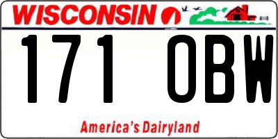 WI license plate 171OBW
