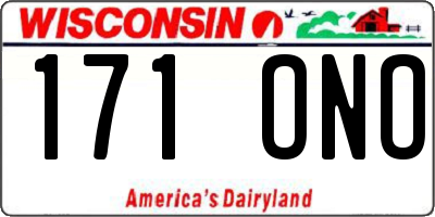 WI license plate 171ONO