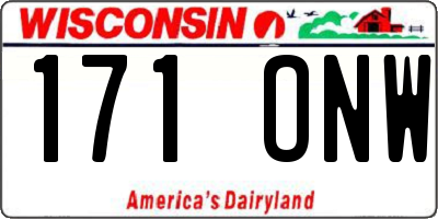 WI license plate 171ONW
