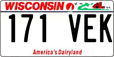 WI license plate 171VEK