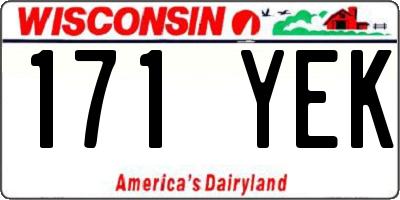 WI license plate 171YEK