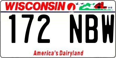 WI license plate 172NBW