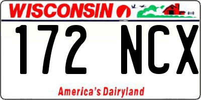 WI license plate 172NCX