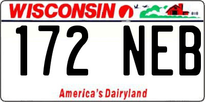WI license plate 172NEB