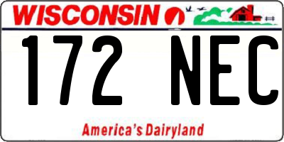 WI license plate 172NEC