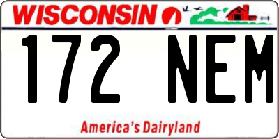 WI license plate 172NEM