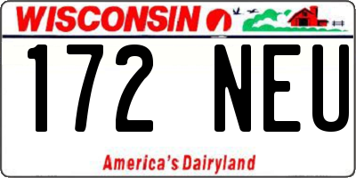 WI license plate 172NEU