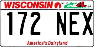 WI license plate 172NEX