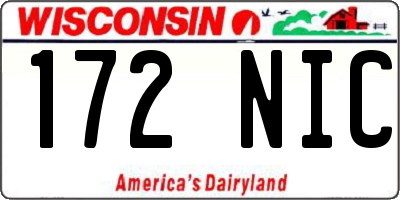 WI license plate 172NIC
