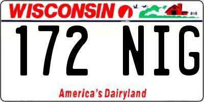 WI license plate 172NIG