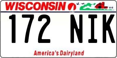WI license plate 172NIK
