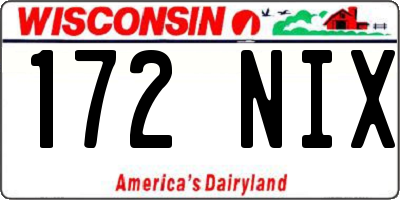 WI license plate 172NIX