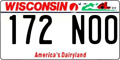 WI license plate 172NOO