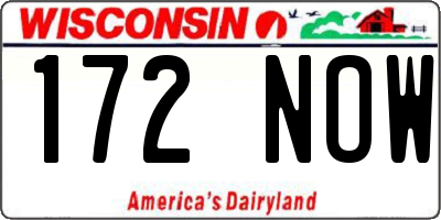 WI license plate 172NOW