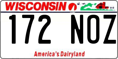 WI license plate 172NOZ