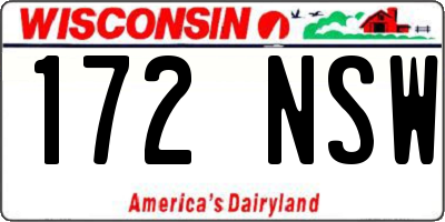 WI license plate 172NSW