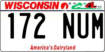 WI license plate 172NUM