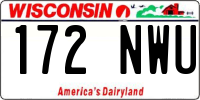WI license plate 172NWU