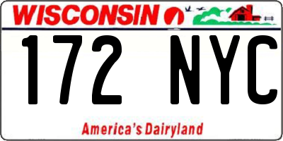 WI license plate 172NYC