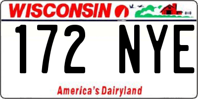 WI license plate 172NYE