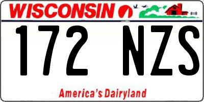 WI license plate 172NZS