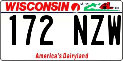 WI license plate 172NZW