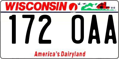 WI license plate 172OAA