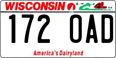 WI license plate 172OAD