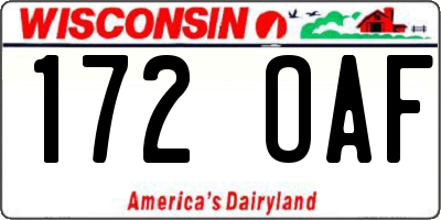 WI license plate 172OAF