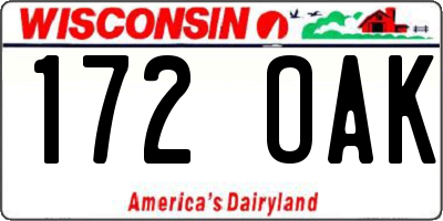 WI license plate 172OAK