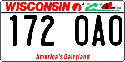 WI license plate 172OAO