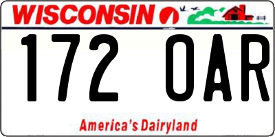 WI license plate 172OAR