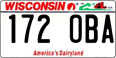 WI license plate 172OBA