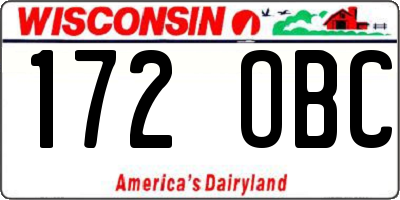 WI license plate 172OBC