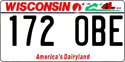 WI license plate 172OBE