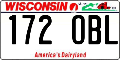 WI license plate 172OBL