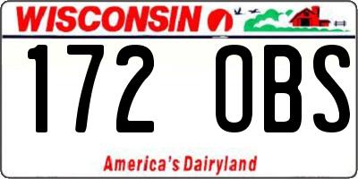 WI license plate 172OBS