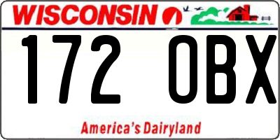 WI license plate 172OBX