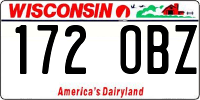WI license plate 172OBZ