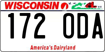 WI license plate 172ODA
