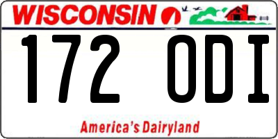 WI license plate 172ODI
