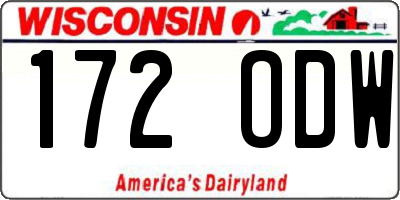 WI license plate 172ODW