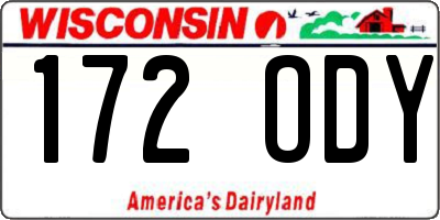 WI license plate 172ODY